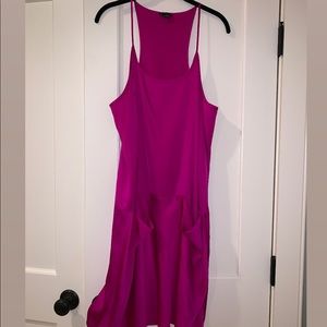 Theory pink stretch silk tank dress